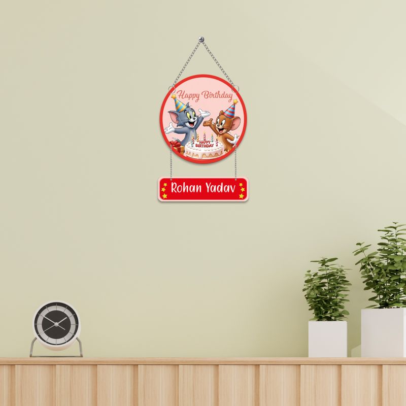 Personalized Tom & Jerry Birthday Wooden Wall Hanging